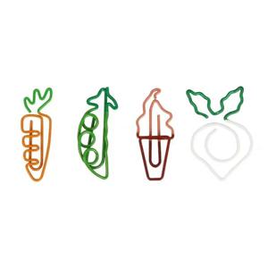 4 개/몫 Kawaii Paperclips 바인더 클립 당근 아이스크림 완두콩 순무 모양 책갈피 티켓 홀더 종이 클립 학교 문구