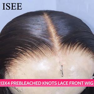 ISEE HD 레이스 정면 인모 가발, 미리 표백 매듭, 미리 뽑은 스트레이트 레이스 프론트 가발, 여성용 브라질 가발, 판매 중