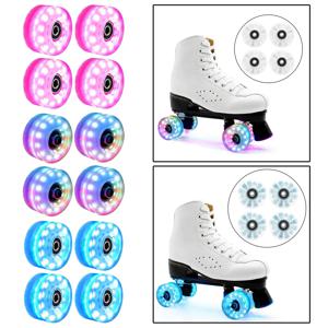 4 롤러 스케이트 바퀴 58mm x 32mm, 베어링이 설치된 빛나는 쿼드 롤러 스케이트보드 바퀴