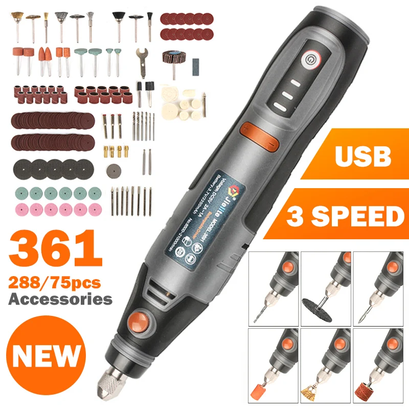21000rpm USB 무선 로타리 도구 Dremel 미니 드릴 조각 펜 전기 USB 미니 무선 드릴 액세서리 DIY 세트