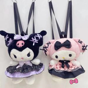 Kawaii Sanrio 가방 Kuromi 플러시 배낭 로리타 스타일 플러시 인형 동물 인형 장난감 내 멜로디 가방 여성 토트 소녀 크리스마스