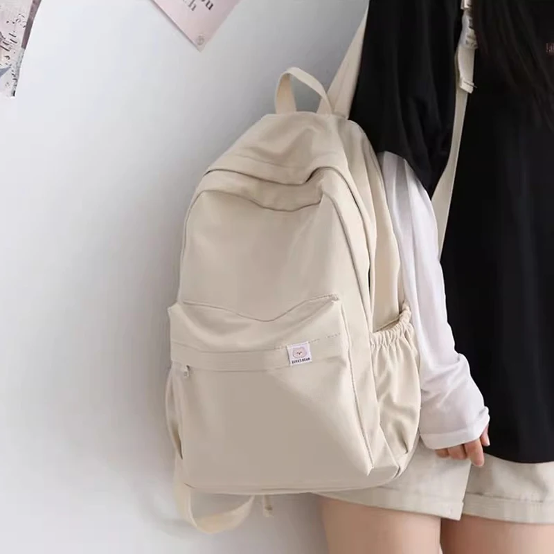 새로운 방수 나일론 여성 배낭 여성 여행 가방 배낭 Schoolbag 십대 소녀 솔리드 컬러 Bookbag Mochila Bookbag