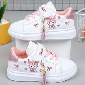 Sanrio 소녀 패션 운동화 어린이 미끄럼 방지 캐주얼 신발 만화 애니메이션 Kuromi 두꺼운 밑창 신발 아동 보드 신발
