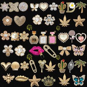 1/5pcs 디자이너 금속 구두 매력 향수 립스틱 여성을위한 신발 Accessorie 나비 핀에 대한 럭셔리 장식