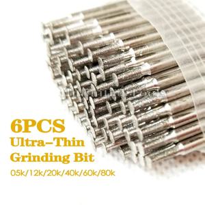 6PCS 2.35mm 생크 그라인딩 비트 초박형 T 헤드 다이아몬드 마운트 포인트 스톤 옥 조각 폴란드어 조각 도구 0.5mm-8mm