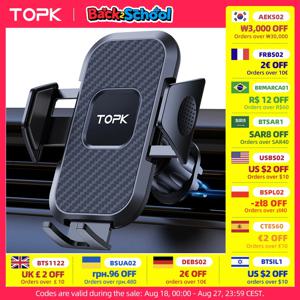 자동차 전화 홀더 마운트, TOPK 업그레이드 자동 잠금 iPhone Samsun 용 자동차 공기 환기 용 후크 클립이있는 범용 전화 스탠드 홀더