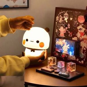 팬더 팻 Led 야간 조명 Bubu 및 Dudu 어린이를위한 귀여운 동물 만화 램프 침대 옆 침실 거실 장식 Kawaii Bear Gi
