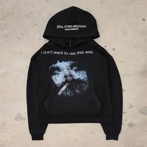 Y2k streetwear 고딕 만화 편지 대형 까마귀 남성 패션 하라주쿠 느슨하고 다목적 긴 소매 까마귀