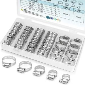 40PCS 호스 클램프 세트 - 파이프, 인터쿨러, 배관, 튜브 및 연료 라인용 스테인레스 스틸 웜 기어 클램프(1/4'' - 1-1/8'')