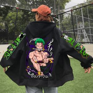 Anime Zoro 지퍼 까마귀 하라주쿠 힙합 풀오버 탑 스웨트 선물