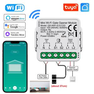 Tuya 미니 WiFi 차고 문 오프너 스마트 라이프 App 원격 음성 제어 게이트 도어 스위치 모듈은 Alice Alexa Google 홈과 함께 작동합니다.
