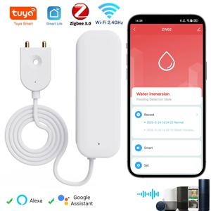 Tuya ZigBee WiFi 누수 센서 홍수 경보 누출 감지기 스마트 홈 원격 제어 Alexa Google Assistant와 함께 작동