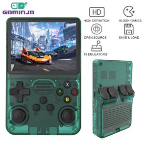 GAMINJA R36 휴대용 게임 콘솔 3.5인치 IPS 640x480 화면 64GB 메모리 내장 클래식 게임 휴대용 휴대용 게임 콘솔
