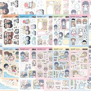 한국어 귀여운 만화 소녀 스티커 Kawaii 달콤한 캐릭터 스티커 핸드 계정 스크랩북 노트 일기 DIY 장식 스티커