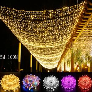 2M-100M Led 문자열 요정 빛 화환 크리스마스 조명 꽃줄 램프 야외 장식 조명 웨딩 가든 파티 트리