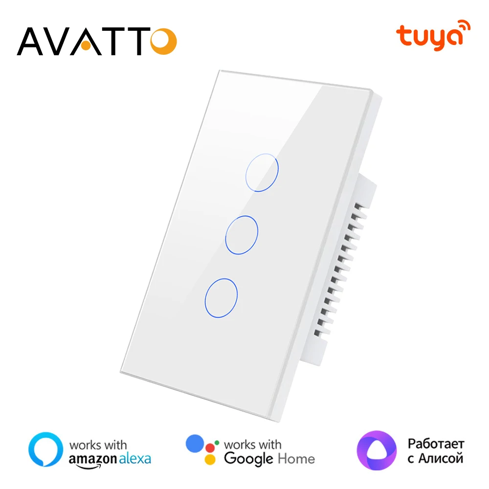 AVATTO Tuya ZigBee 스마트 라이트 스위치, 미국 1/2/3/4 갱 벽 터치 라이트 스위치 APP 원격은 Alexa,Google Home,Alice와 함께 작동합니다.