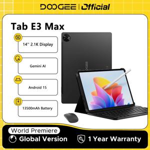 글로벌 버전 DOOGEE Tab E3 Max 태블릿 PC 안드로이드 15 제미니 AI 14인치 2.1K 화면 8GB 램 256GB 13500mAh 대용량 배터리 스마트 패드