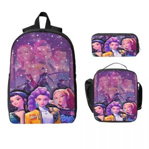 Kpop 악마 사냥꾼 Huntrix 영화 배낭 도시락 상자 펜 가방 소년 소녀 유치원 배낭 귀여운 학교 가방 Bookbag 세트