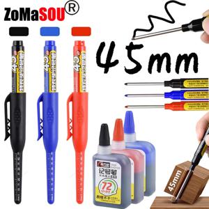 1-6Pcs 45mm 방수 롱 헤드 펜촉 깊은 구멍 마커 펜 타일 목수 펜 목공 용 다목적 검정/파랑/빨간색 잉크