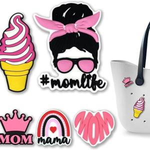 5 Pcs 엄마 생활 개 Bogg 가방, PVC 고무 토트에 대 한 여름 매력 핸드백 비치 토트 백에 대 한 매력 액세서리 삽입
