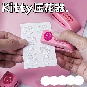 애니메이션 헬로 키티 스테이플러 엠보서 금속 엠보싱 펀치 카와이 만화 학생 노트 스탬프 엠보서 학교 용품 선물