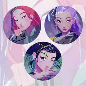 58mm 애니메이션 K-Pop: 악마 헌터 Rumi Mira Zoey Jinu 코스프레 의상 배지 핀 SPTE Tinplate 브로치 소품 크리스마스 선물