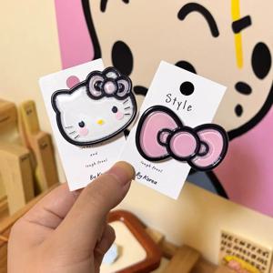 Kawaii 헬로 키티 보우 애니메이션 헤어 클립 Sanrio 귀여운 만화 머리 머리핀 소녀 헤어 액세서리 생일 선물 Fasjion 장식품