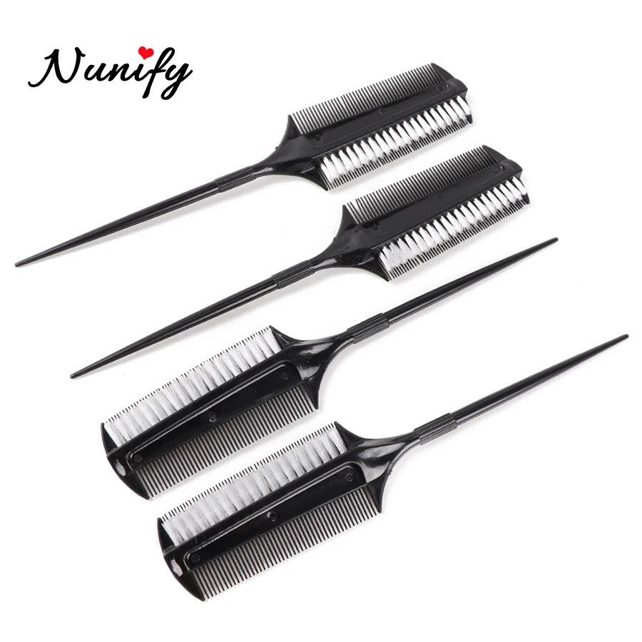 Nunify Hairdressing 하이라이트 빗이있는 양면 염료 빗 직조 커팅 브러시 전문 살롱 헤어 컬러링 도구
