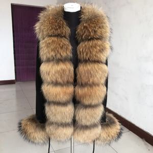 진짜 여우 모피 칼라가있는 여성 봄, 가을 스웨터 카디건 재킷 진짜 여우 모피 재킷 천연 여우 모피 여성 재킷