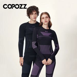 COPOZZ 남성 여성 스키 열 속옷 세트 스포츠 빠른 건조 운동복 피트니스 운동 운동 꽉 셔츠 자켓 스포츠 정장