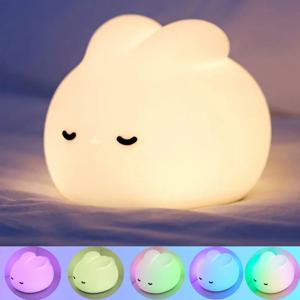 어린이 방에 대 한 토끼 밤 빛 보육 소녀 소년에 대 한 귀여운 토끼 램프 선물 유아 Kawaii 방 장식 USB 실리콘 밤 빛