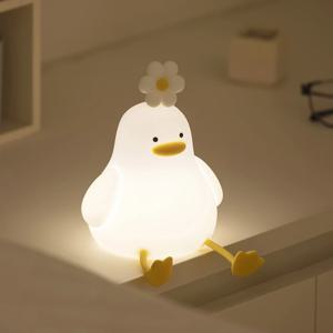 귀여운 오리 Led 야간 조명 USB 충전식 야간 조명 실리콘 램프 터치 스위치 어린이 키즈 침실 장식 생일 선물