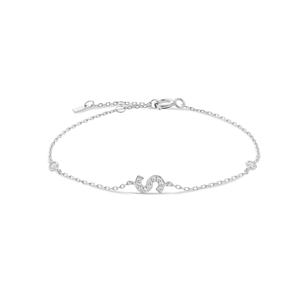 VEWANT 925 스털링 실버 모노그램 문자 A - Z 초기 참 체인 팔찌 럭셔리 웨딩 CrystalFine Jewelry