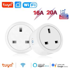 20A 16A 영국 플러그 TUYA WIFI 스마트 소켓(전원 모니터 포함) 음성 제어 타이밍 홈 전원 소켓은 Alexa Google 홈과 함께 작동합니다.
