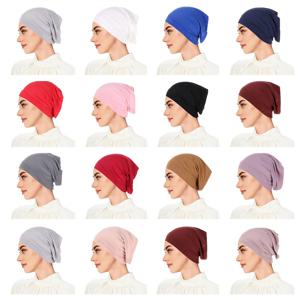 패션 이슬람 Hijab 모자 솔리드 Underscarf 여성 베일 모달 코튼 Hijab 이슬람 스카프 Turbans 머리 여성 Hijabs 모자 이슬람
