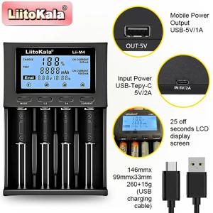LiitoKala Lii-M4S M4 18650 LCD 다기능 배터리 충전기 3.7V 1.2V 26650 21700 14500 18350 17500 AA AAA A C 및 기타