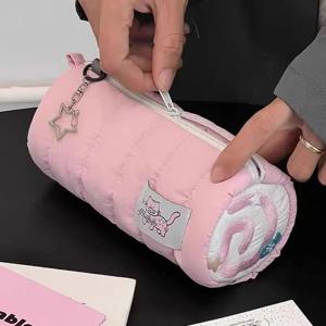 대용량 핑크 귀여운 펜 가방, 창의적인 소프트 연필 케이스, 문구 보관 정리함 가방, 학생 선물 화장품 가방