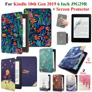 Kindle 10세대 케이스 + 화면 보호기 6인치 핸드 스트랩 벨트 포함 전자책 2019 J9G29R 가죽 커버 Wake Sleep Funda