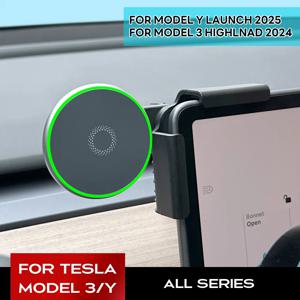 자동차 전화 마운트 홀더 Tesla Model 3 Y HIGHLAND LAUNCH JUNIPER 액세서리 2025 2024 용 15W 자기 Magsafe 무선 충전기