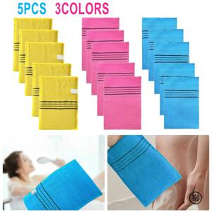 5Pcs 엑스 폴리 에이 팅 목욕 패드 타월 세트 한국어 이탈리아 아시아 엑스 폴리 에이 팅 목욕 수건 바디 스크럽 샤워 소프트 폴리 에스터 코튼