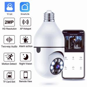 YI Iot E27 전구 감시 5G Wifi 카메라 2MP 나이트 비전 풀 컬러 자동 인간 트랙 보안 보호 모니터 카메라
