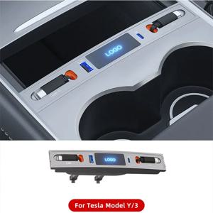테슬라 모델 3 모델 Y 27W 빠른 충전기 USB 션트 허브 지능형 도킹 스테이션 차량용 어댑터 전원 분배기 확장