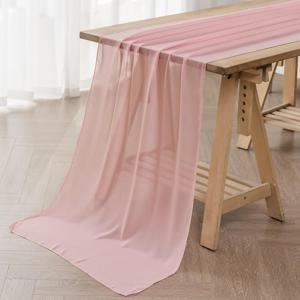 1PC/4PCS 쉬폰 테이블 러너 30x300cm 결혼식 생일 파티 신부 샤워 야외 장식을위한 깎아 지른 낭만적 인 테이블 러너