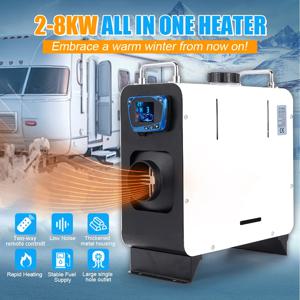 차량용 수직 블루투스 디젤 에어 히터, 리모컨 트럭 보트 버스 RV 트레일러, 3 인 1, 2-8KW 화이트, 12V, 24V, 220V