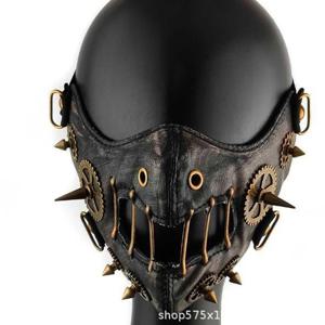 PU 가죽 Steampunk 마스크 파티 ProtectiveMask 코스프레 기어 네일 레트로 Gothc LeatherMask 파티를위한 혁신적인 무서운 얼굴 커버
