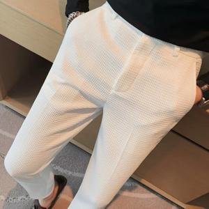 용수철 여름 남성용 스마트 캐주얼 세트 바지, 슬림핏 단색 패션, 젊음 활력 세트 바지, 한국 원피스 바지