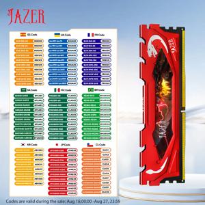 JAZER DDR4 Ram 16GB 8GB 32GB 3200MHz 3600MHz PC4 데스크탑 게임 메모리 지원 마더보드 DDR4 메모리