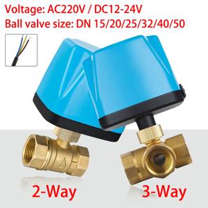 DC12V-24V 또는 AC220V 전기 황동 볼 밸브, 3선 2제어 전기 볼 밸브 2방향, 3방향 DN15 DN20 DN25 DN32 DN40 DN50