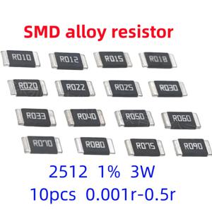 10PCS 3W 합금 저항기 1% R001 R002 R003 R004 R008 R009 R010 R012 R015 2512 R020 R025 R060 R070 R100 R120 R150 R300 6.4X3.2MM