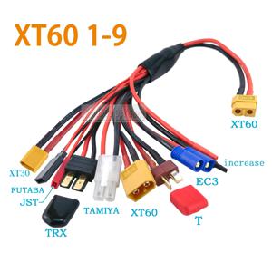 XT60 1-9 다중 플러그 변환 케이블 변환기 터미널 T EC3 XT30 JST TRX FUTABA TAMIYA 증가 플러그 충전기 액세서리